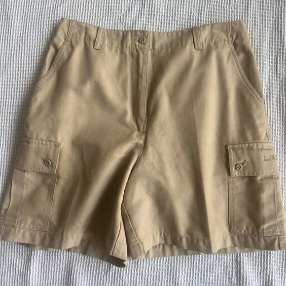 Lauren Ralph Lauren Tan 100% Cotton Flat High Waist Preppy Cargo Resort Shorts 8 - Picture 6 of 8